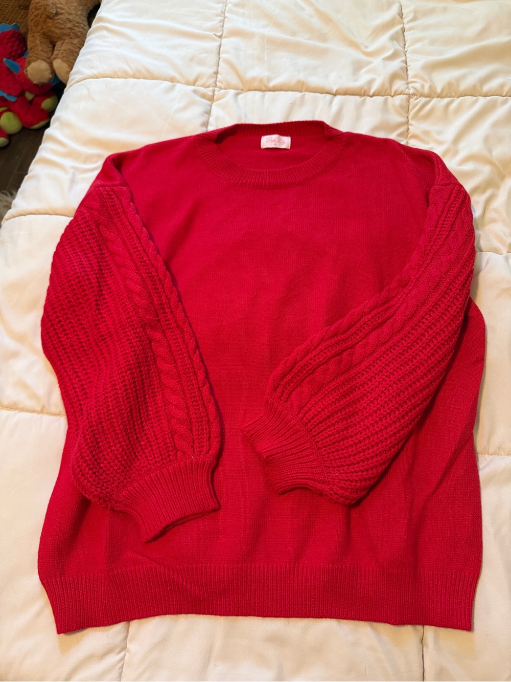 Pink Lily Cable Sleeve Knit Sweater